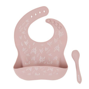 All4ella Silicone Catch Bib & Spoon - Dusty Pink