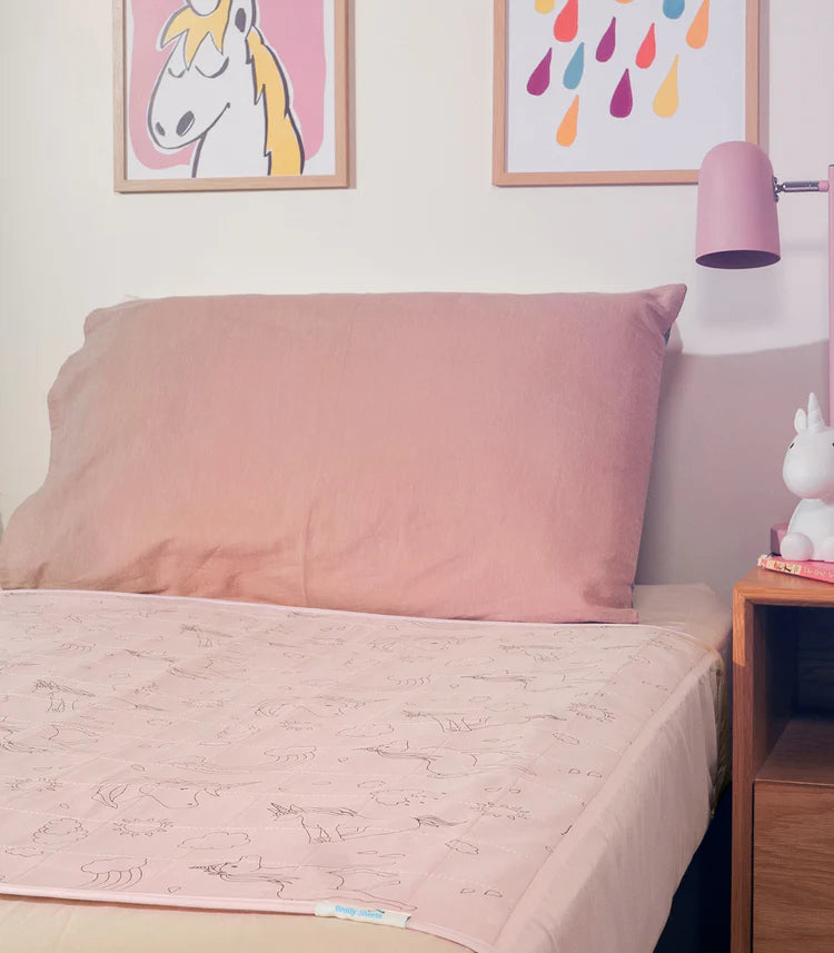 Brolly Sheet with Wings - Single Bed Size - Dusty Rose Unicorn