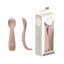 Load image into Gallery viewer, All4Ella Comfy Grip Silicone First Spoons 2 Pack - Dusty Pink
