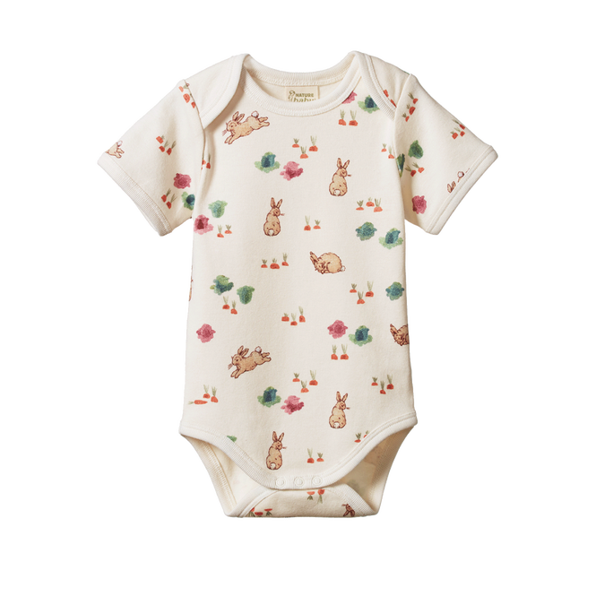 Nature Baby Cotton Short Sleeve Bodysuit - Country Bunny