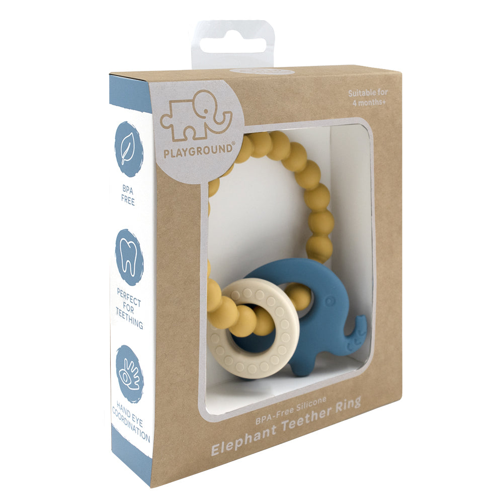 Playground Silicone Elephant Teething Ring - Choose your colour