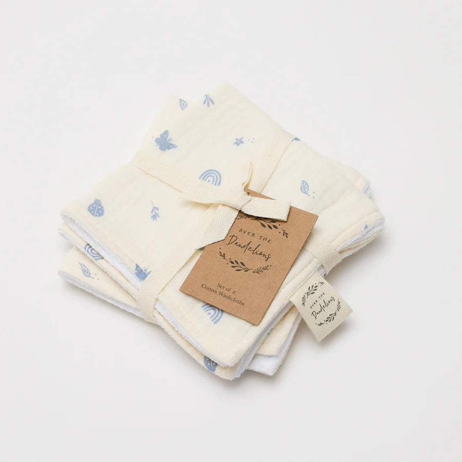 Over the Dandelions Organic Wash Cloth Set of 2 - Enchanted Garden