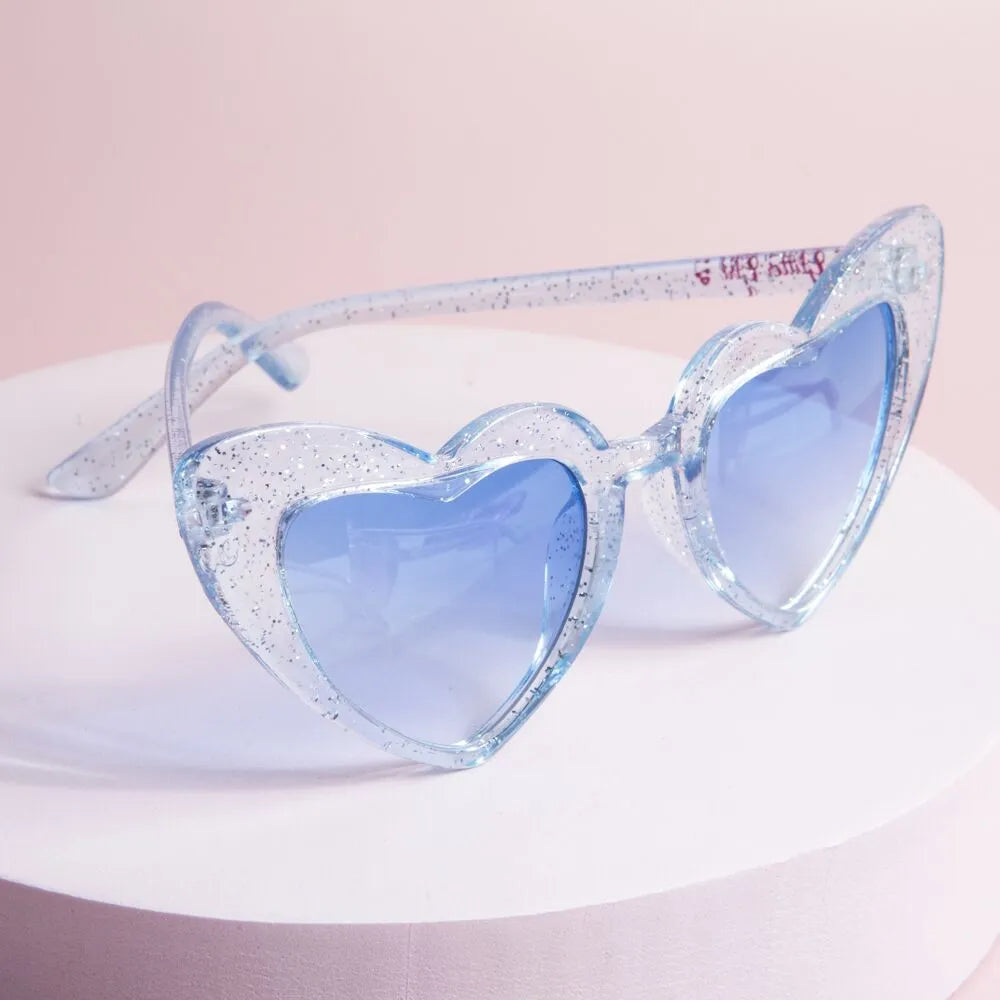 Glitter Girl Sparkling Heart Kids Sunglasses - Enchanted Blue