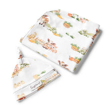 Load image into Gallery viewer, Snuggle Hunny Kids Stretch Cotton Baby Wrap &amp; Topknot Set - Farm
