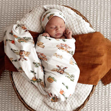 Load image into Gallery viewer, Snuggle Hunny Kids Stretch Cotton Baby Wrap &amp; Topknot Set - Farm
