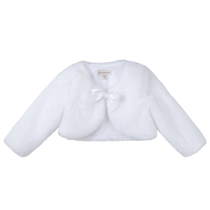 Designer Kidz Sassy Faux Fur Jacket - Ivory