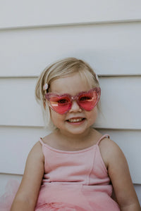 Glitter Girl Sparkling Heart Kids Sunglasses - Enchanted Blue