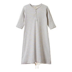 Nature Baby Cotton Sleeping Gown - Grey Stripe