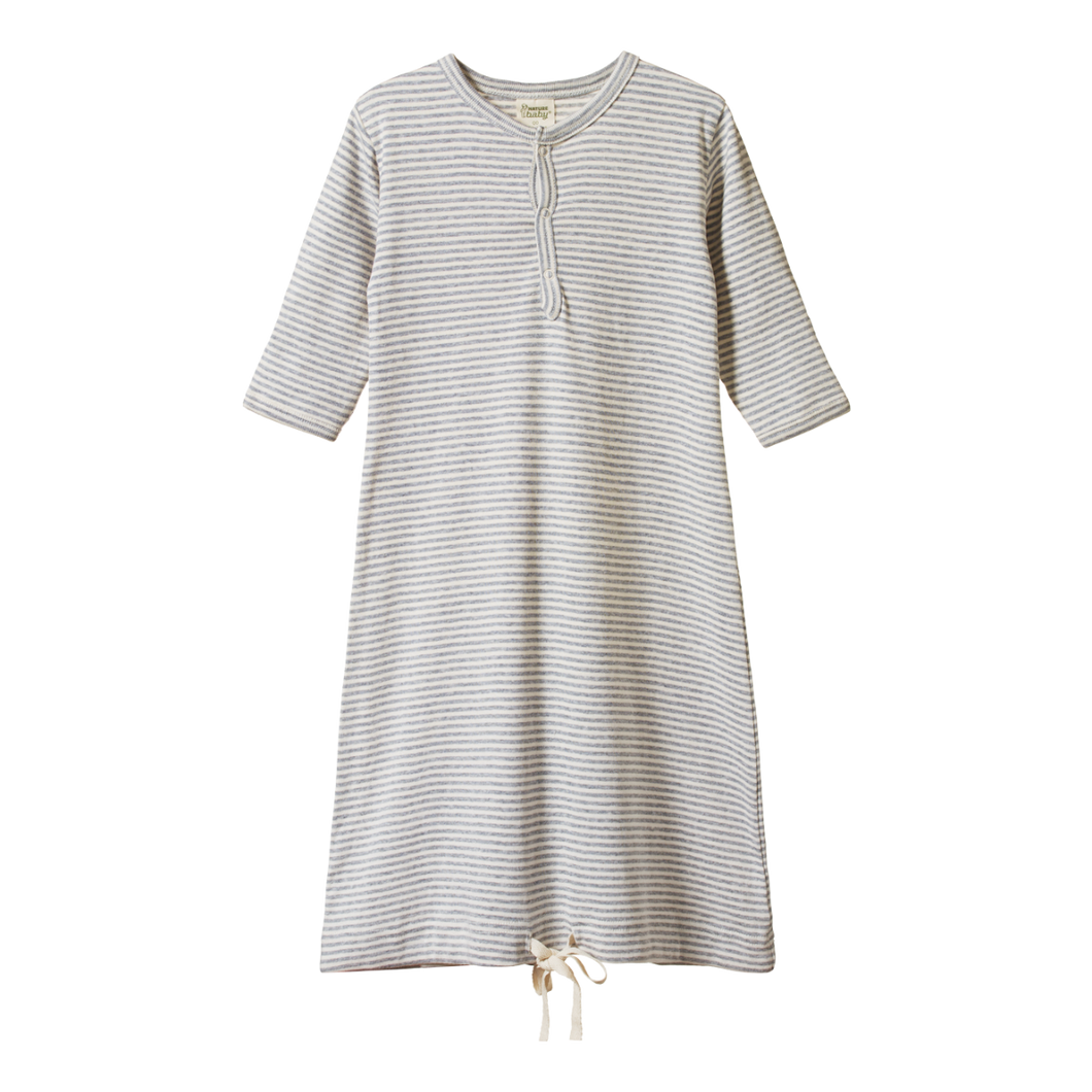 Nature Baby Cotton Sleeping Gown - Grey Stripe