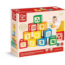 Load image into Gallery viewer, Hape Grip-n-Stack Silicone &amp; Wood Blocks 10 pieces

