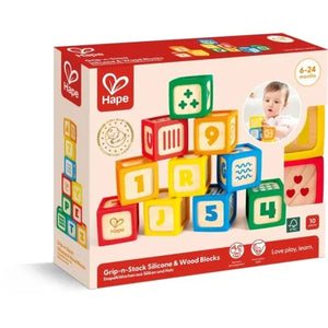 Hape Grip-n-Stack Silicone & Wood Blocks 10 pieces