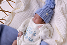 Load image into Gallery viewer, Confetti Kidz &quot;He&#39;s Here&quot; Chunky Knit Romper - Snow
