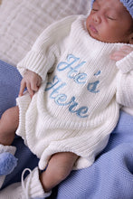 Load image into Gallery viewer, Confetti Kidz &quot;He&#39;s Here&quot; Chunky Knit Romper - Snow
