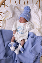 Load image into Gallery viewer, Confetti Kidz &quot;He&#39;s Here&quot; Chunky Knit Romper - Snow
