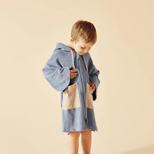 Load image into Gallery viewer, Wilson &amp; Frenchy Organic Terry Hooded Towel - Dusty Blue
