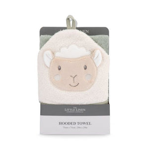 The Little Linen Character Hooded Towel - Farmyard Lamb
