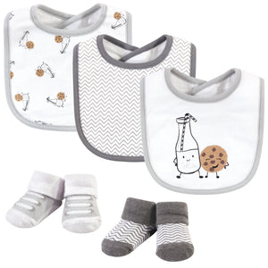 Hudson Baby Cotton Bib and Sock Set - Milk And Cookies