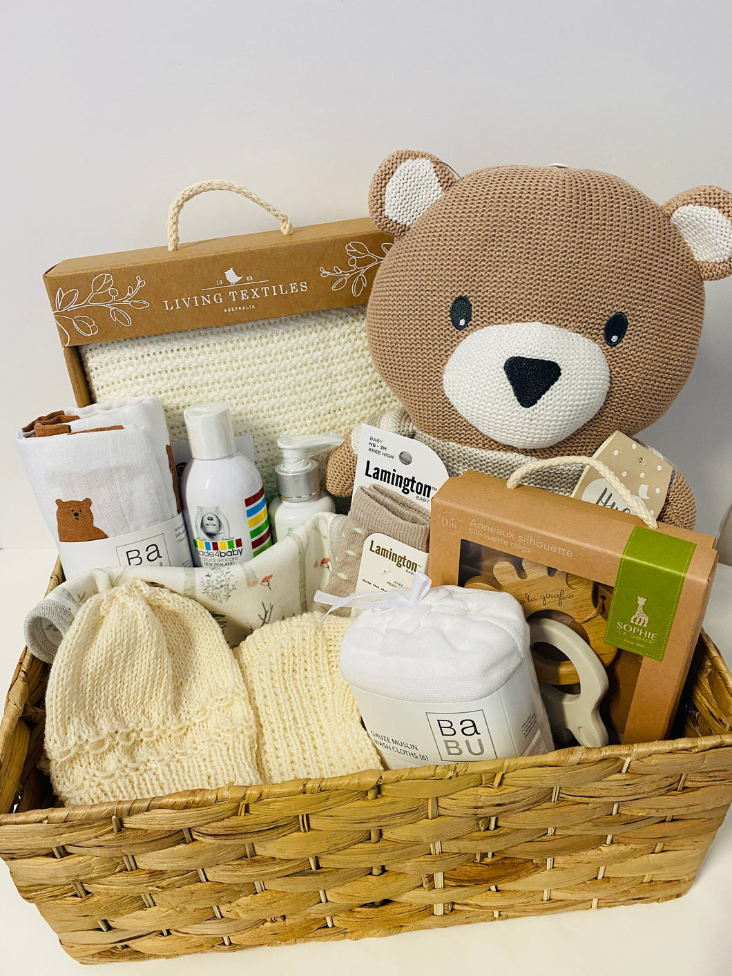Baby Shower MEGA Care Package in Large Wicker Gift Basket (Unisex)