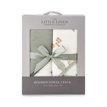 Load image into Gallery viewer, The Little Linen Hooded Towel 2 Pack - Farmyard Lamb
