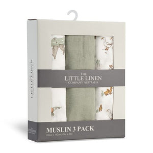 The Little Linen Company Muslin Wrap 3 Pack - Farmyard Lamb