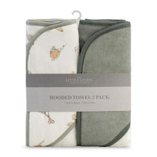 Load image into Gallery viewer, The Little Linen Hooded Towel 2 Pack - Farmyard Lamb
