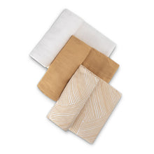 Load image into Gallery viewer, Little Bamboo Soft Muslin Wraps 3 pack - Marigold
