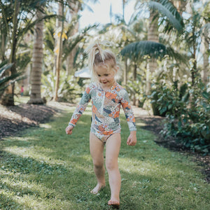 Crywolf Long Sleeve Swimsuit - Tropical Floral - 4 years only