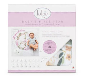 Lulujo Baby’s First Year Milestone Cards and Blanket Set - All You Need Is Love