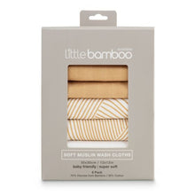 Load image into Gallery viewer, Little Bamboo Soft Muslin Wash Cloths - 6 pk (Marigold)
