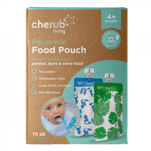 Cherub Baby Reusable Food Pouches 10pk - Toucan & Rainforest
