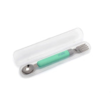 Load image into Gallery viewer, Melii Detachable Spoon &amp; Fork - Mint + Grey
