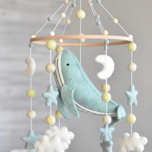 Load image into Gallery viewer, Tik Tak Design Co. Mint Whale Baby Mobile
