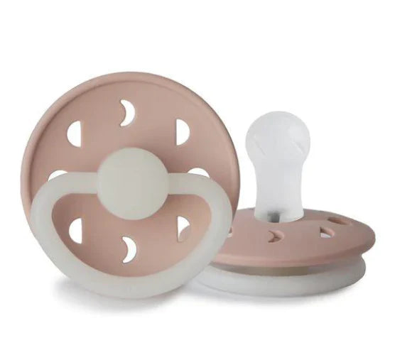 Frigg Silicone Moon Phase Pacifier 2 pack - Blush Night (GLOW IN THE DARK)