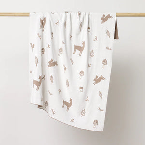 Over the Dandelions Organic Cotton Blanket - Woodlands in Mushroom