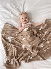 Load image into Gallery viewer, Over the Dandelions Organic Cotton Blanket - Woodlands in Mushroom
