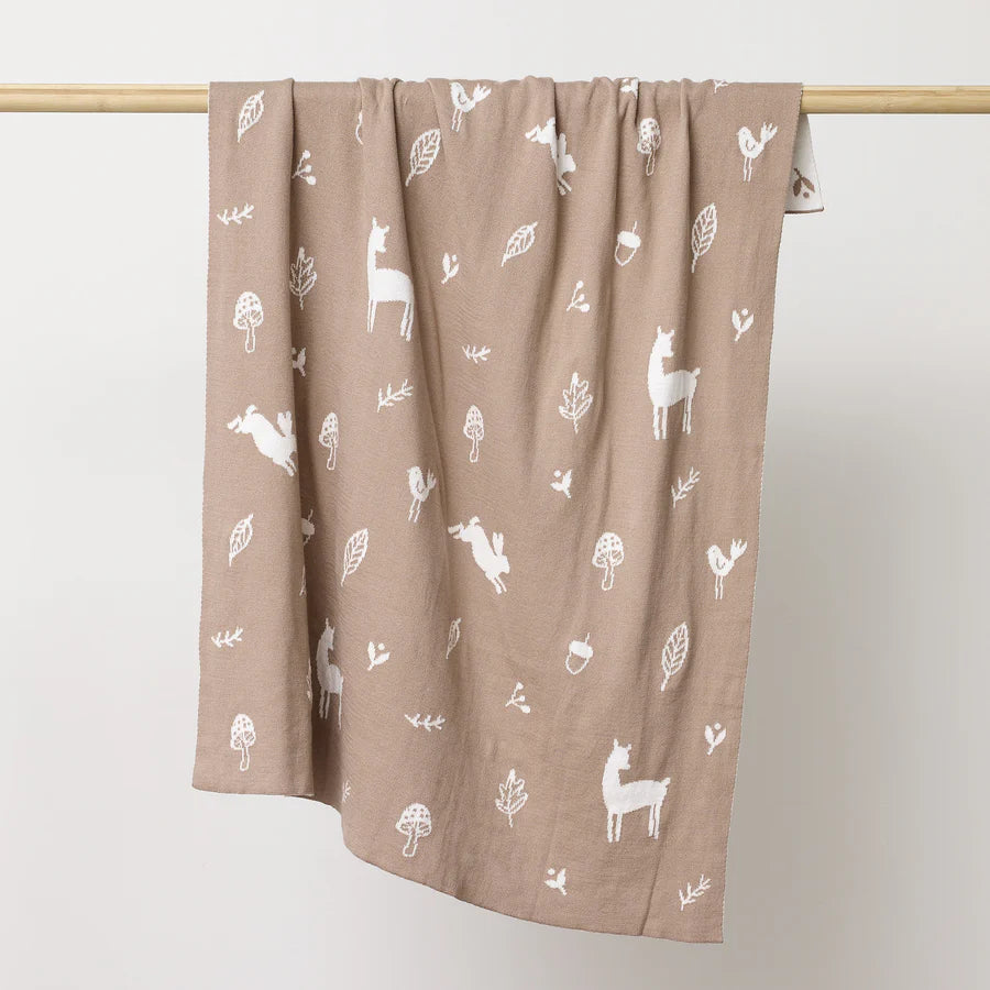 Over the Dandelions Organic Cotton Blanket - Woodlands in Mushroom