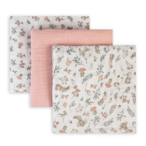 The Little Linen Company Muslin Wrap 3 Pack - Harvest Bunny