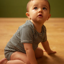 Load image into Gallery viewer, Nature Baby Short Sleeve Bodysuit - Navy Stripe
