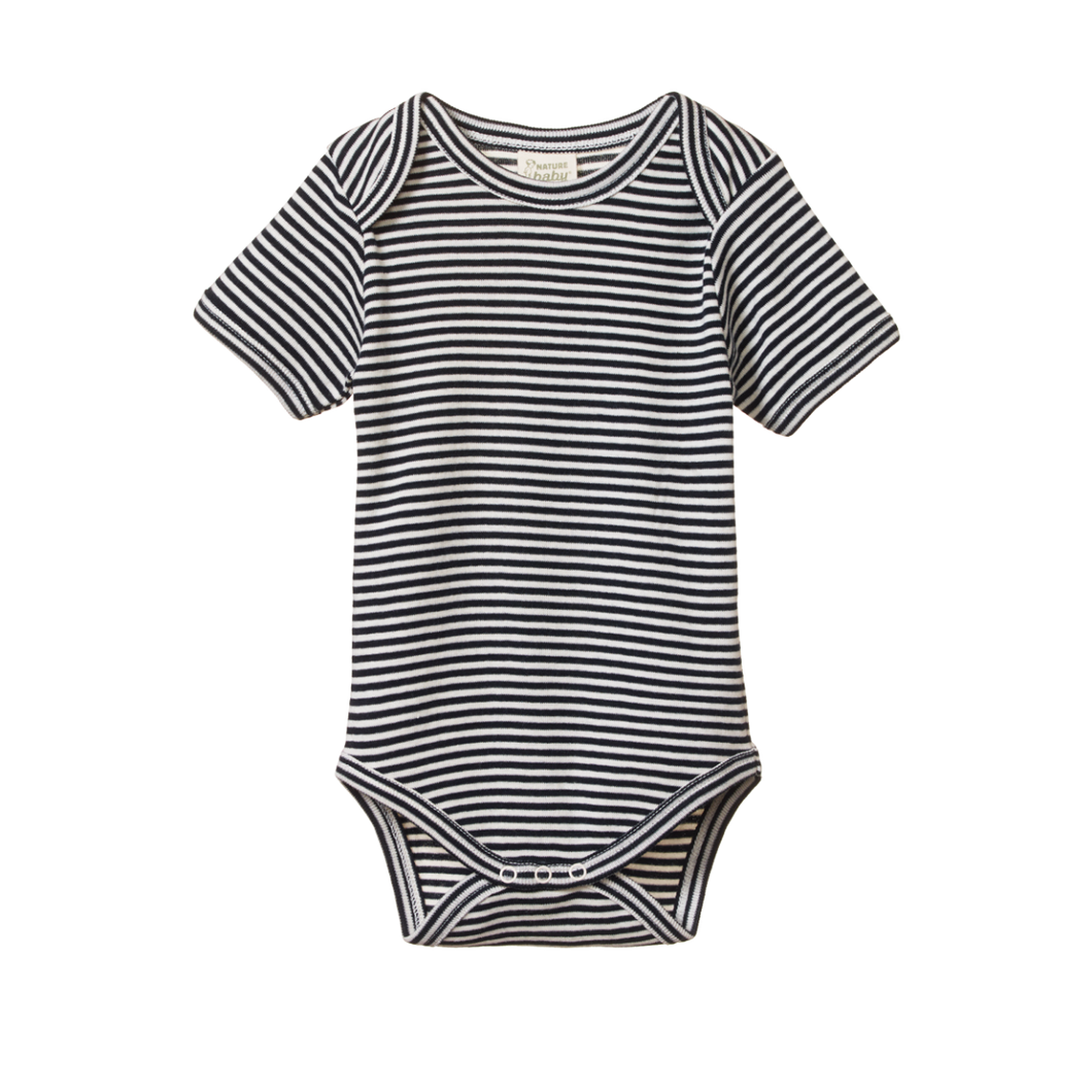 Nature Baby Short Sleeve Bodysuit - Navy Stripe