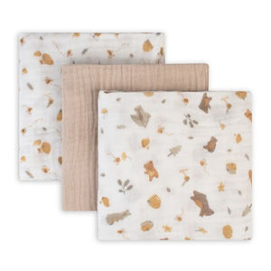 The Little Linen Company Muslin Wrap 3 Pack - Nectar Bear