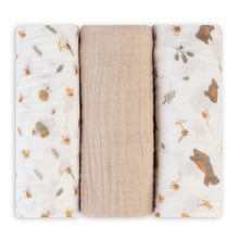 Load image into Gallery viewer, The Little Linen Company Muslin Wrap 3 Pack - Nectar Bear
