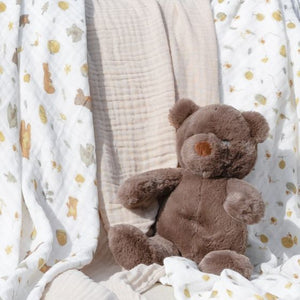 The Little Linen Company Muslin Wrap 3 Pack - Nectar Bear