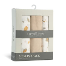 Load image into Gallery viewer, The Little Linen Company Muslin Wrap 3 Pack - Nectar Bear
