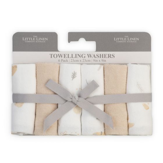 The Little Linen Towelling Washers 6 pack - Nectar Bear