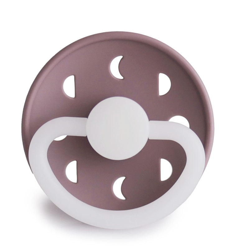 Frigg Latex Moon Phase Pacifier 2 pack - Twilight Mauve Night (GLOW IN THE DARK)