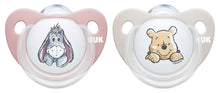 Load image into Gallery viewer, NUK Star Disney Winnie the Pooh Silicone Soother 2 pack - Choose from Blue, Pink or Sage
