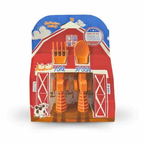 Constructive Eating Tractor Cutlery Set 2 pc - Orange