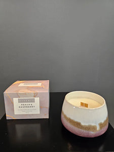 Vivante Peach & Raspberry Soy Wax Candle With Wood Wick