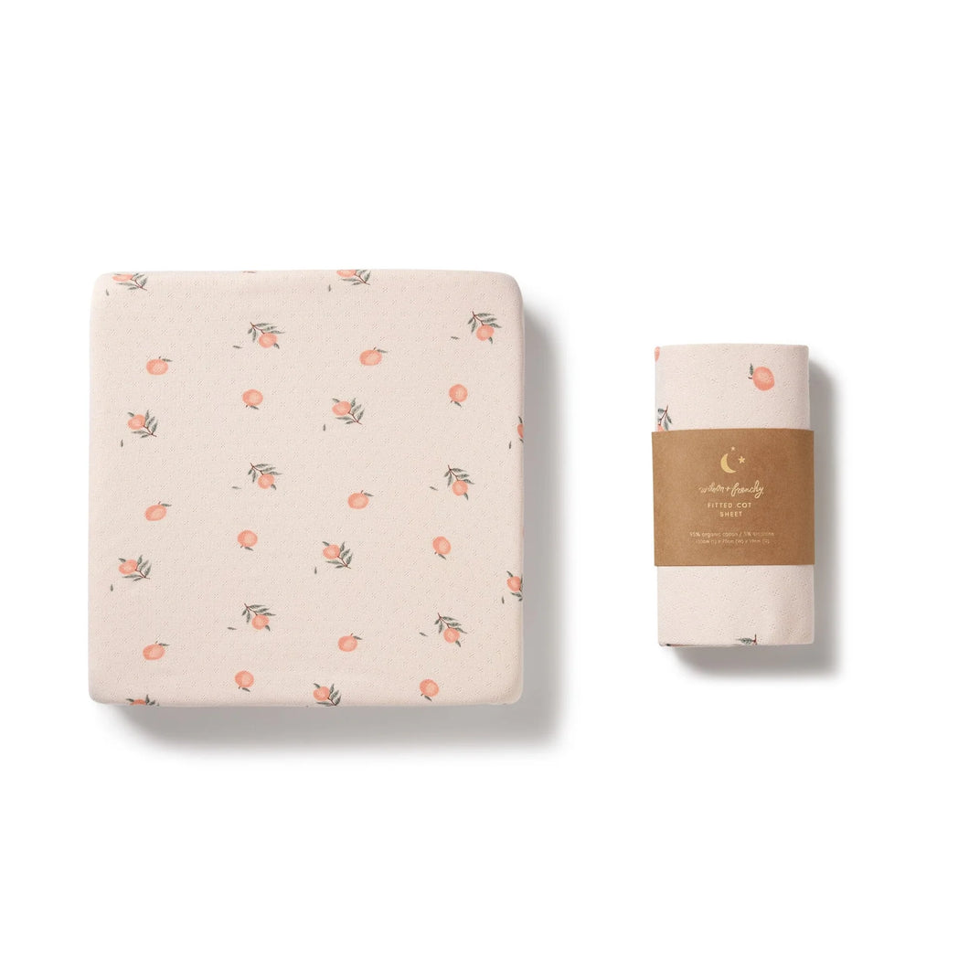 Wilson & Frenchy Pointelle Organic Cot Sheet - Peaches