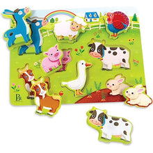 Load image into Gallery viewer, B. Peek &amp; Explore Chunky 8 piece Puzzle - Farm Animals
